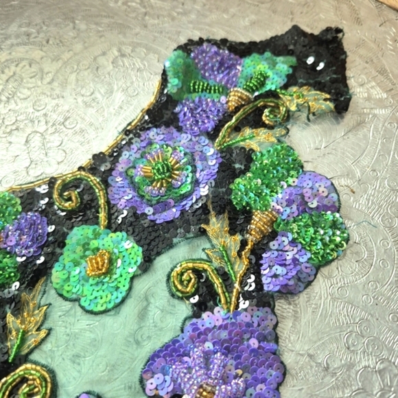 Handmade Applique Green and Purple Gold Black Perfect For Caribana Outfits - Picture 5 of 15